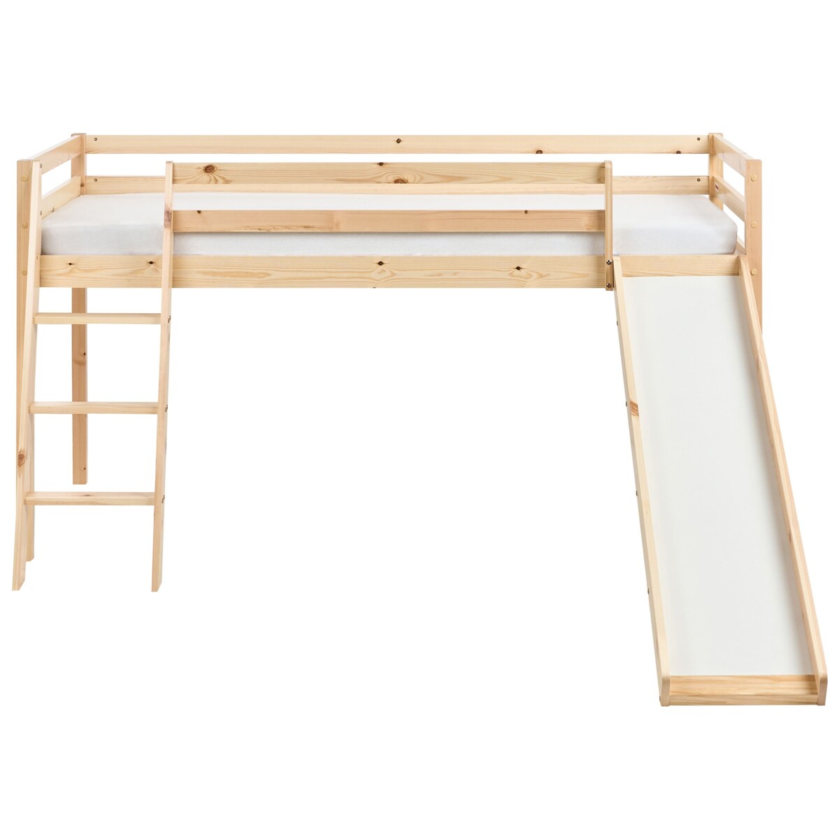 Łóżko na antresoli Drewno sosnowe STAPLE 90 x 200 cm Jasnobrązowy