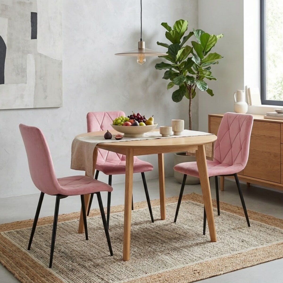 Krzesło tapicerowane welurowe pikowane różowe do salonu jadalni