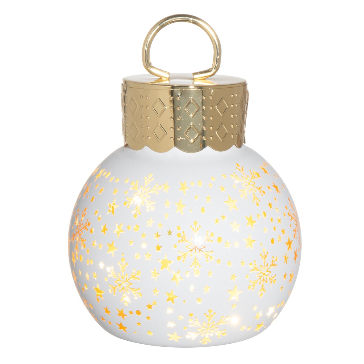Bombka choinkowa szklana z oświetleniem LED, motyw gwiazdek, Ø 10 x 13 cm
