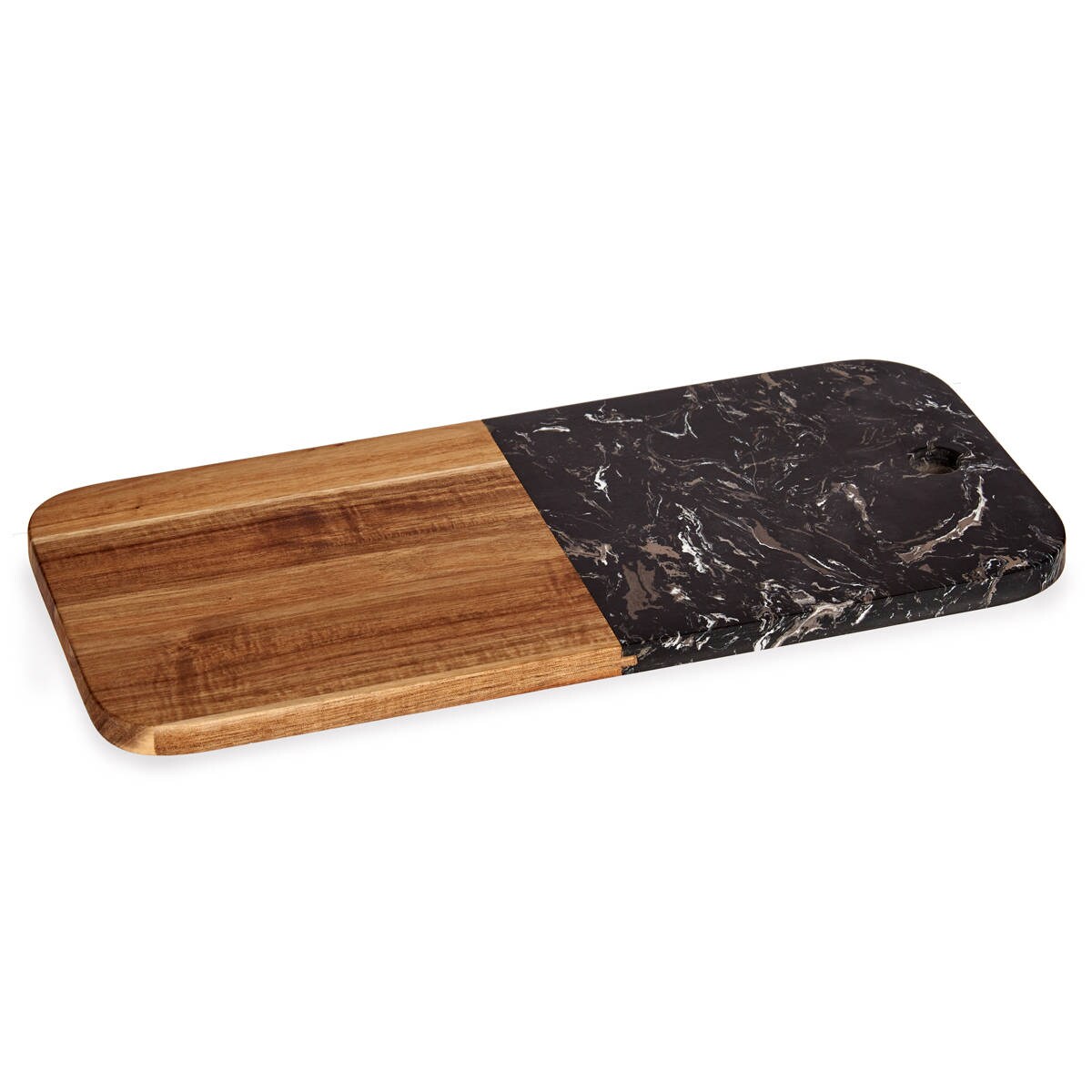 Deska do serwowania, marmur i drewno, 38 x 18 cm