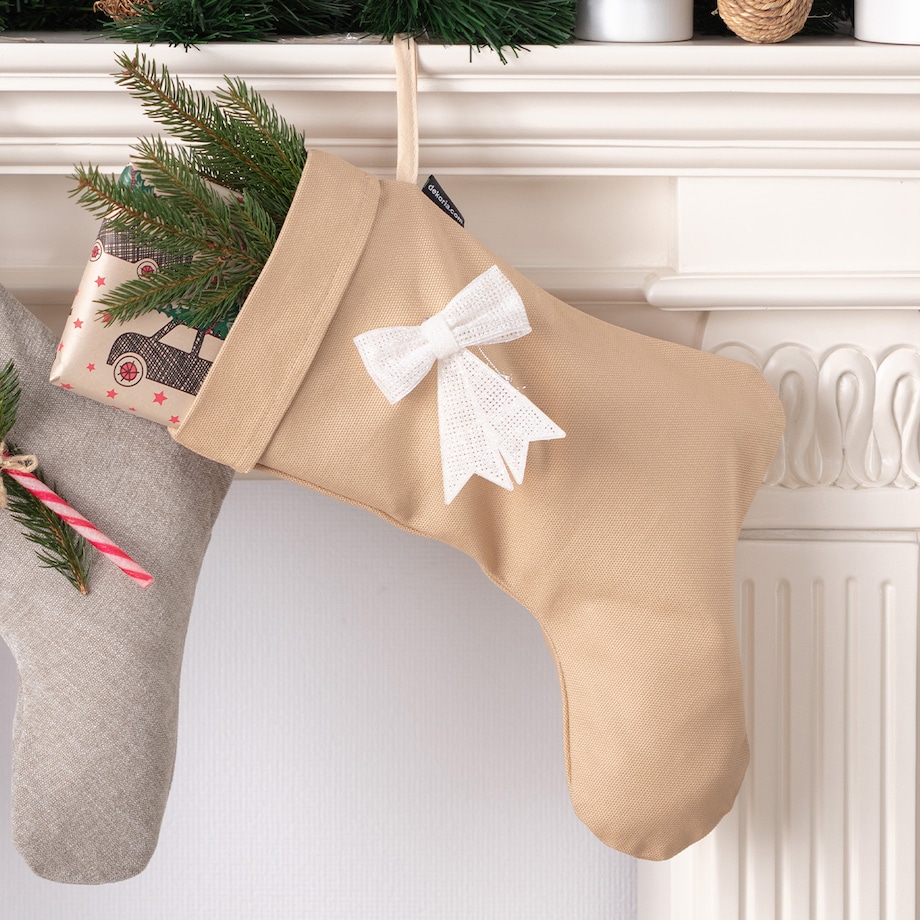 Skarpeta na prezenty boże narodzenie, święta, świąteczne, caffe latte (beżowy), 29 x 18 x 39 cm