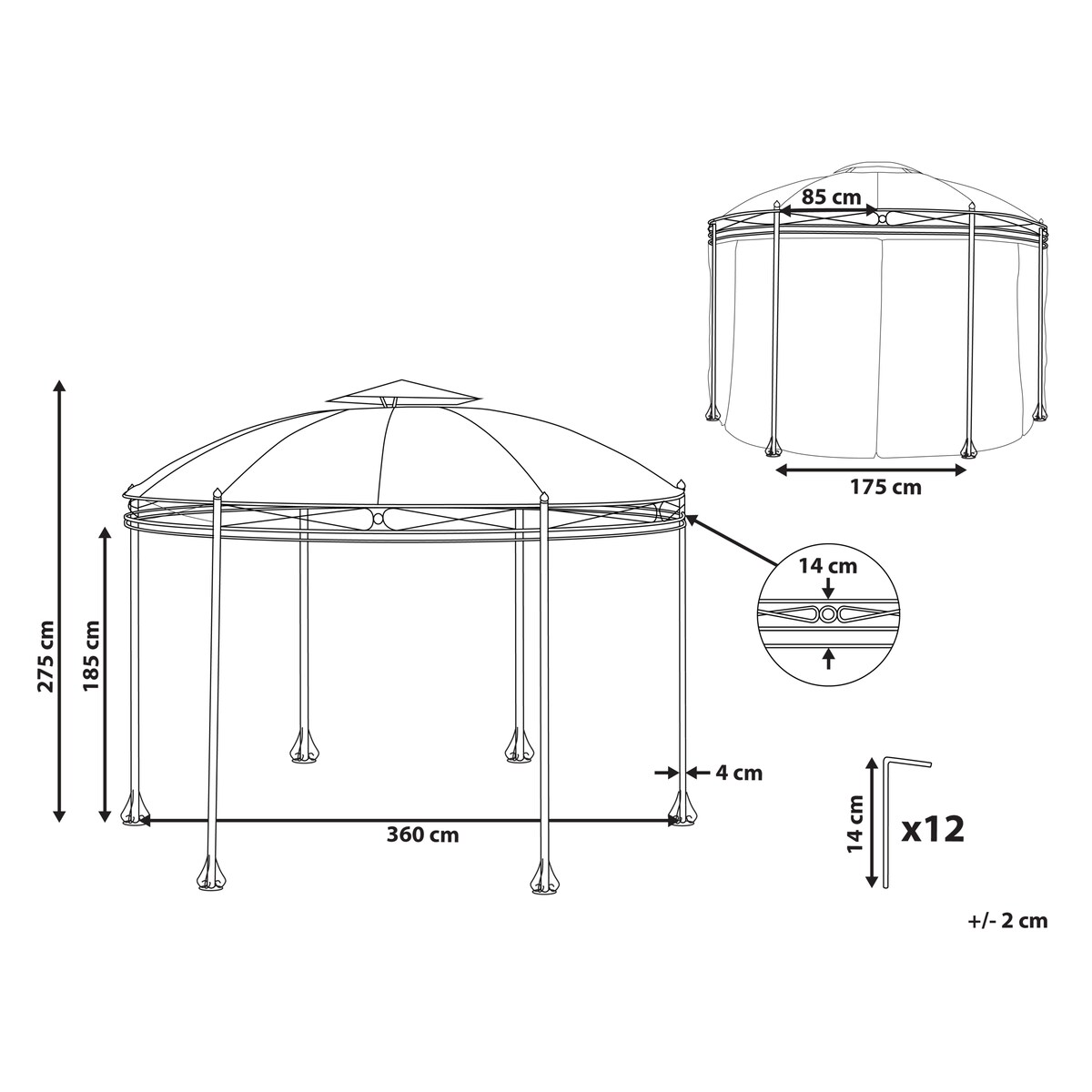 Pawilon ogrodowy SAFARA Metal 368 cm 368 cm Beżowy