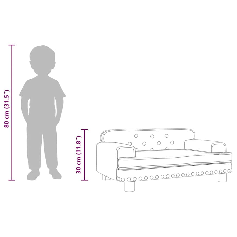 vidaXL Sofa dla dzieci, ciemnoszara, 70x45x30 cm, aksamit