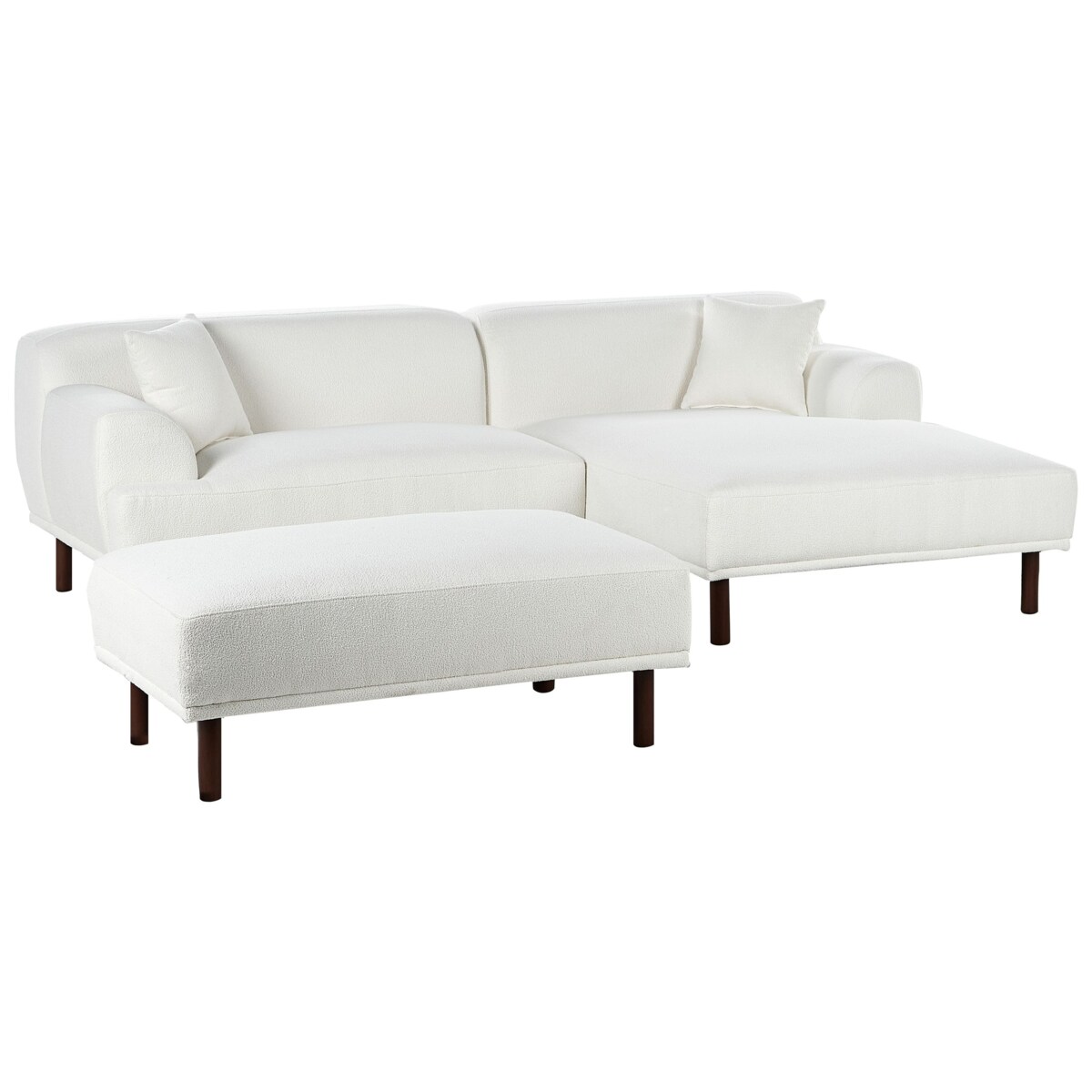 Sofa narożna lewostronna z otomaną HOLT Boucle Biały Lewostronny