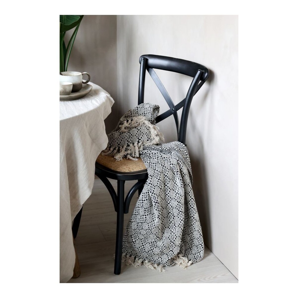 Krzesło drewno kauczukowe retro czarne Chic 2 szt.