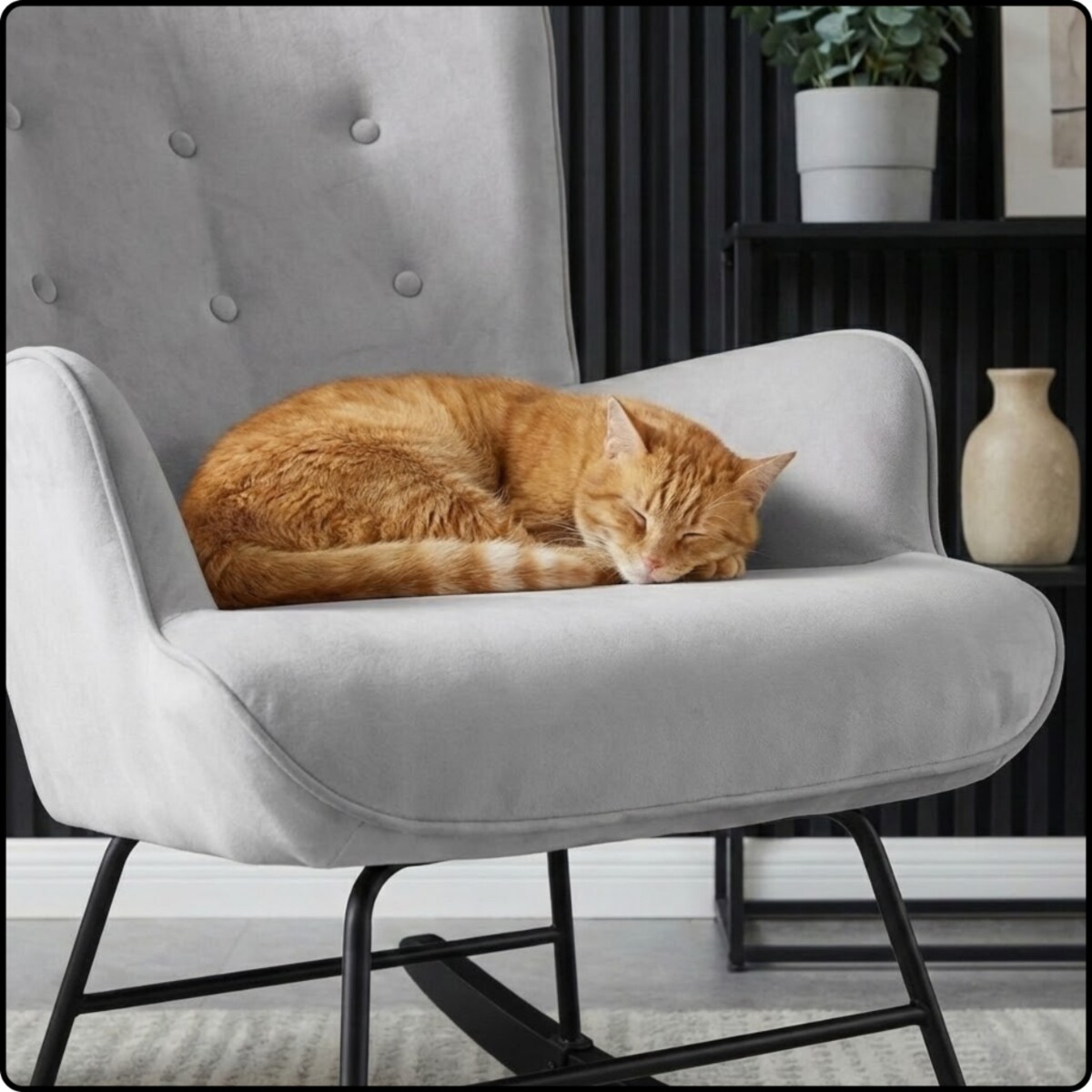 Fotel bujany tapicerowany welur wygodny wypoczynkowy uszak salon szary