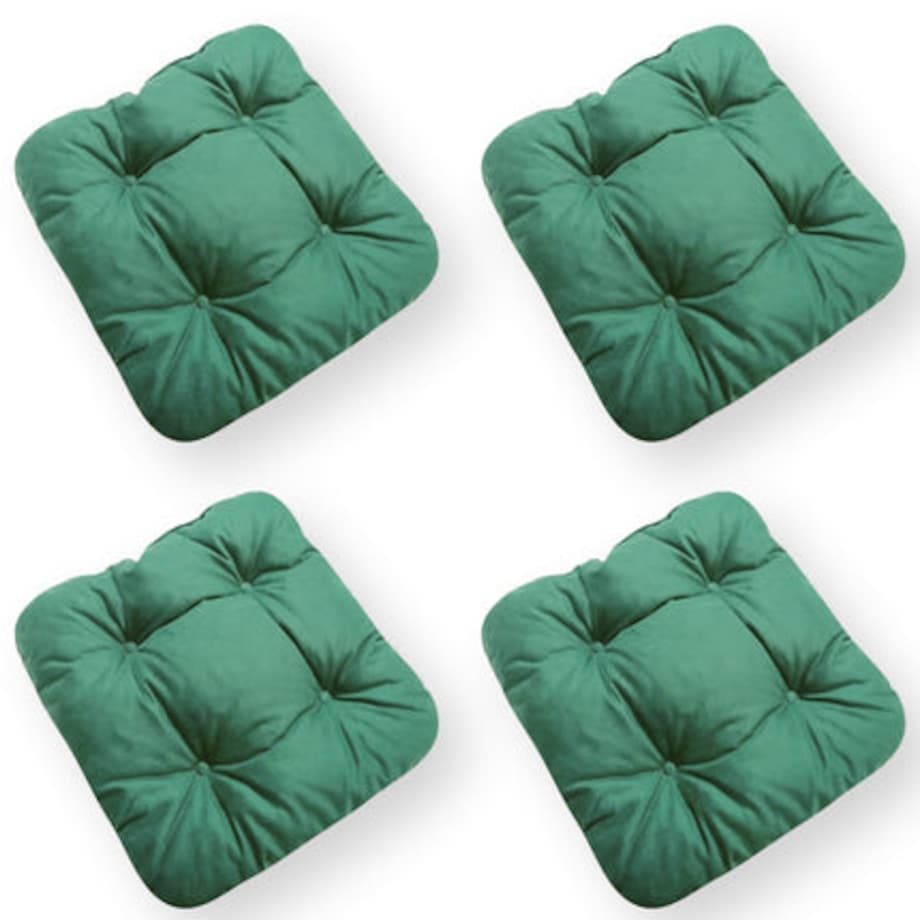 Zestaw 4 poduszek na krzesło/stołek, standard, 40x40 cm, Zielony