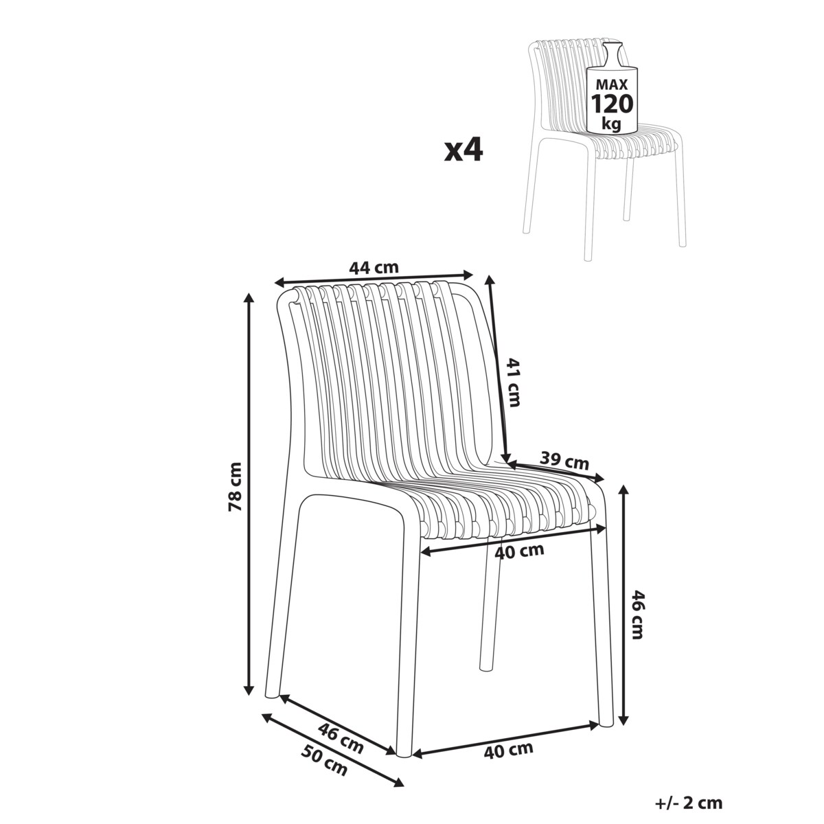Zestaw 4 krzeseł ogrodowych ARICCIA Czarny