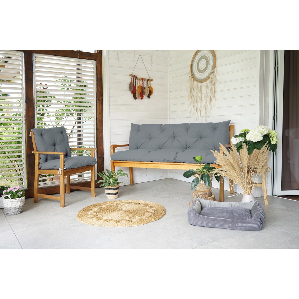 Poduszki na meble ogrodowe UV odporne, 150x60x50 cm, Grafit