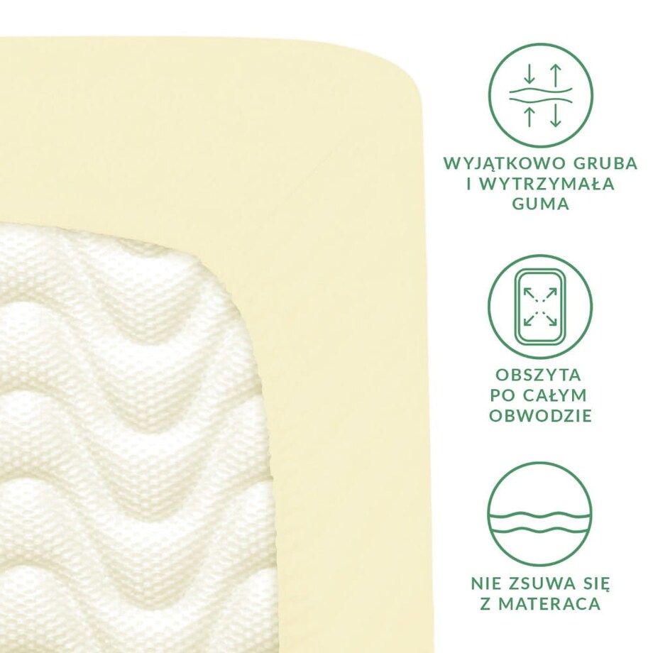Prześcieradło satynowe z gumką kremowe 90 x 200 cm