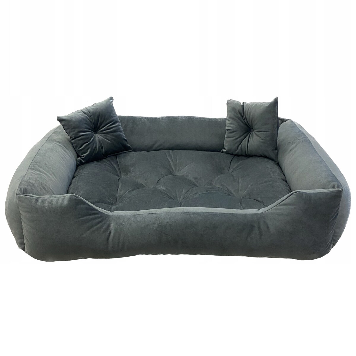 Legowisko Dla Psa Kanapa Posłanie Welurowe 120X90 Cm Pikowane Prestiżowe Szare