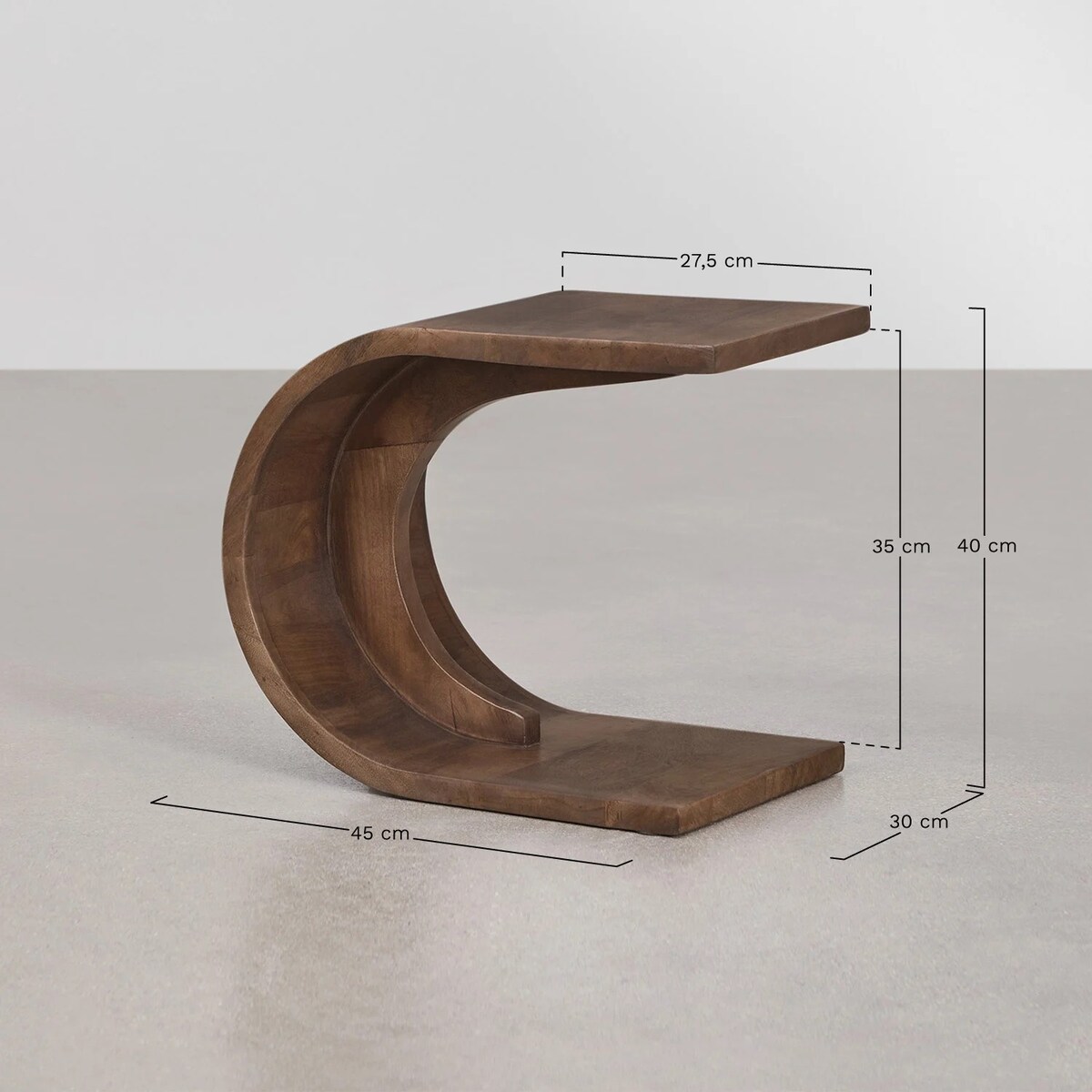 Stolik nocny z drewna mango, rustykalny Rigi 45x30 cm