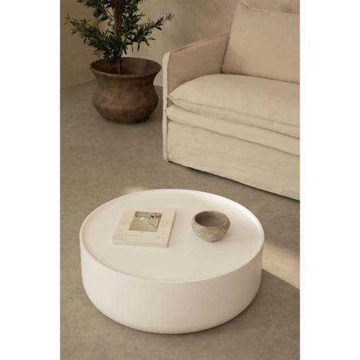 Cementowy stolik kawowy biały Drullo 80 cm