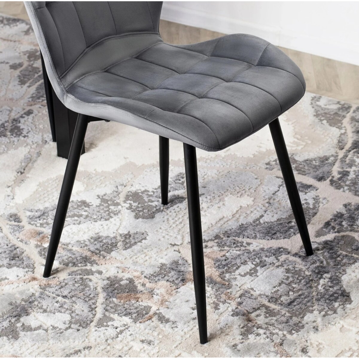 Krzesło Tapicerowane Welurowe Do Salonu Jadalni Toaletki Loft LUCKY Szare