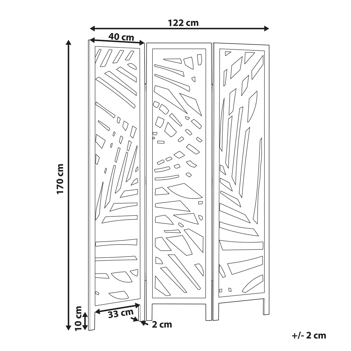 3-panelowy parawan pokojowy VERNAGO Jasnobrązowy 122 cm 170 cm