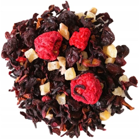 Sypana herbata owocowa MALINA hibiskus ananas rodzynki 200g premium ekstra