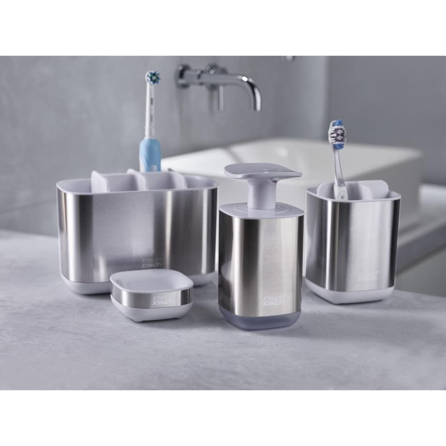 Organizer na szczoteczki L biały Easy Store Steel, 14 x 10 x 18 cm, Joseph Joseph
