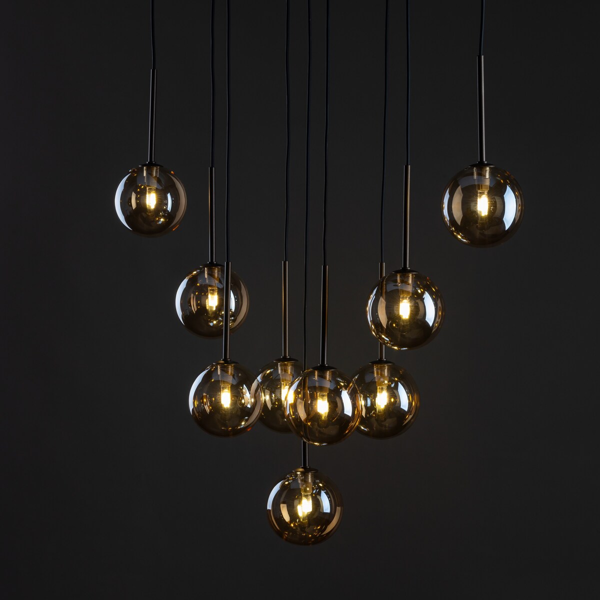 Lampa wisząca ESTERA BROWN 6149 TK Lighting 9xG9 bursztynowe klosze regulowana wysokość brązowa do salonu