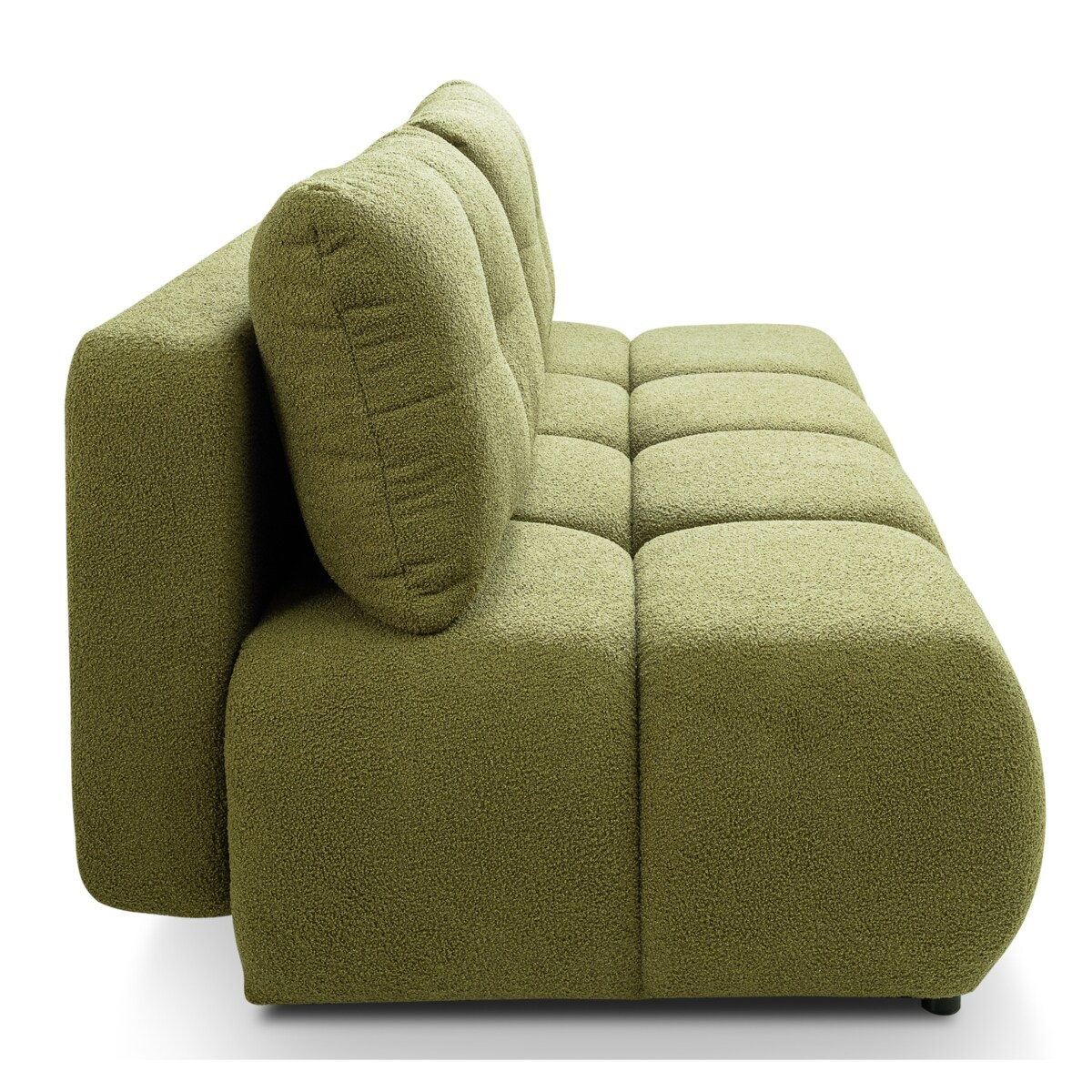 Kanapa trzyosobowa MILA rozkładana bez boczków obita tkaniną boucle zielona