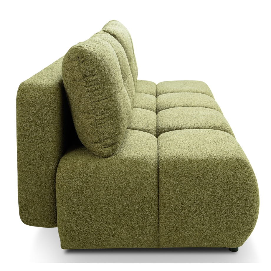 Kanapa trzyosobowa MILA rozkładana bez boczków obita tkaniną boucle zielona