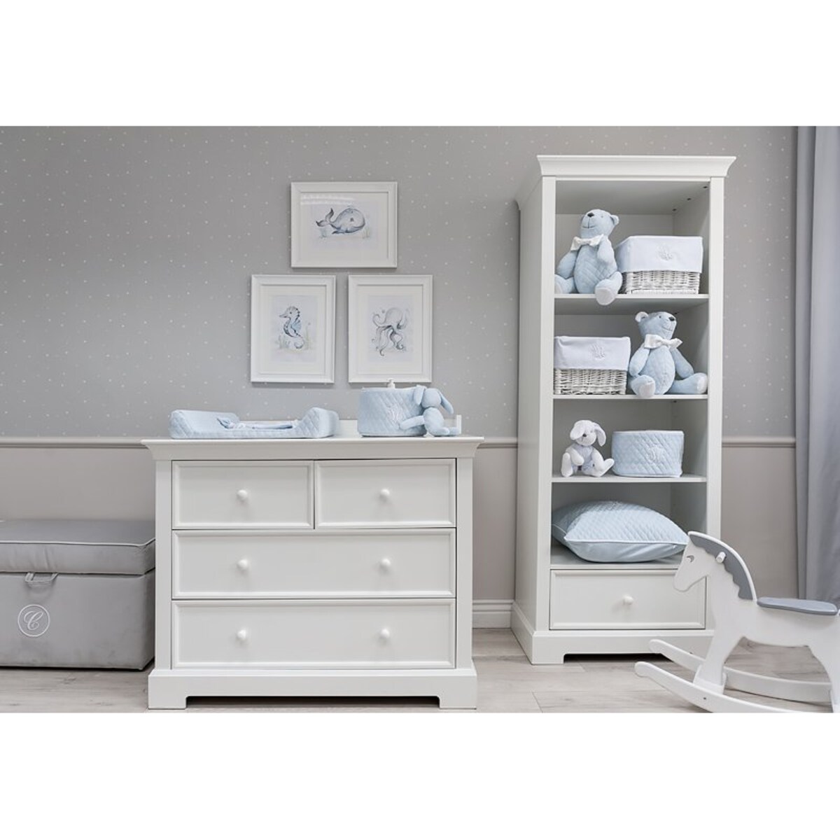 Miś dekoracyjny błękitny pikowany