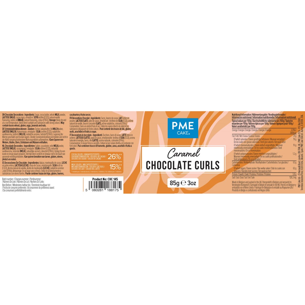 PME Wiórki czekoladowe o smaku karmelowym 85 g