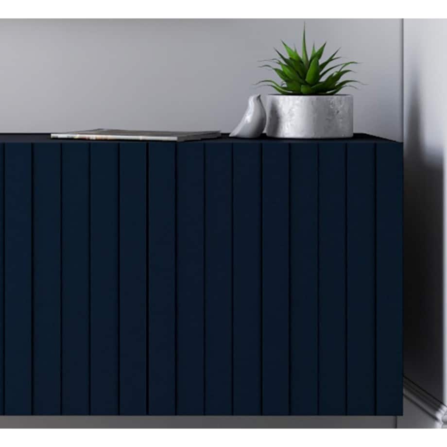 Komoda RTV Glamour Szafka RTV Loft Granatowy MAT 168 cm Czarna Rama Metalowa