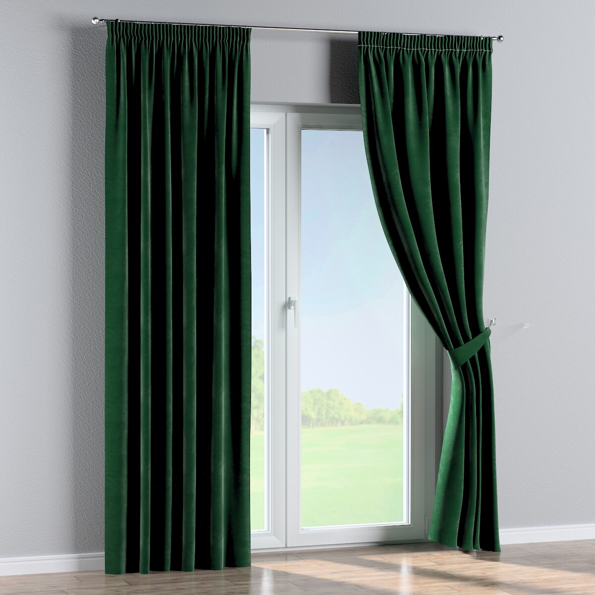 Zasłona na taśmie marszczącej 1 szt. 130x245 butelkowa zieleń