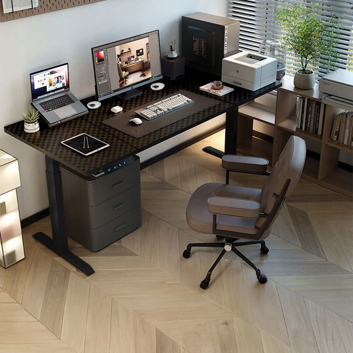 Biurko Elektryczne Podnoszone Czarne 160x80 Regulowane Wysokości 72-118 cm