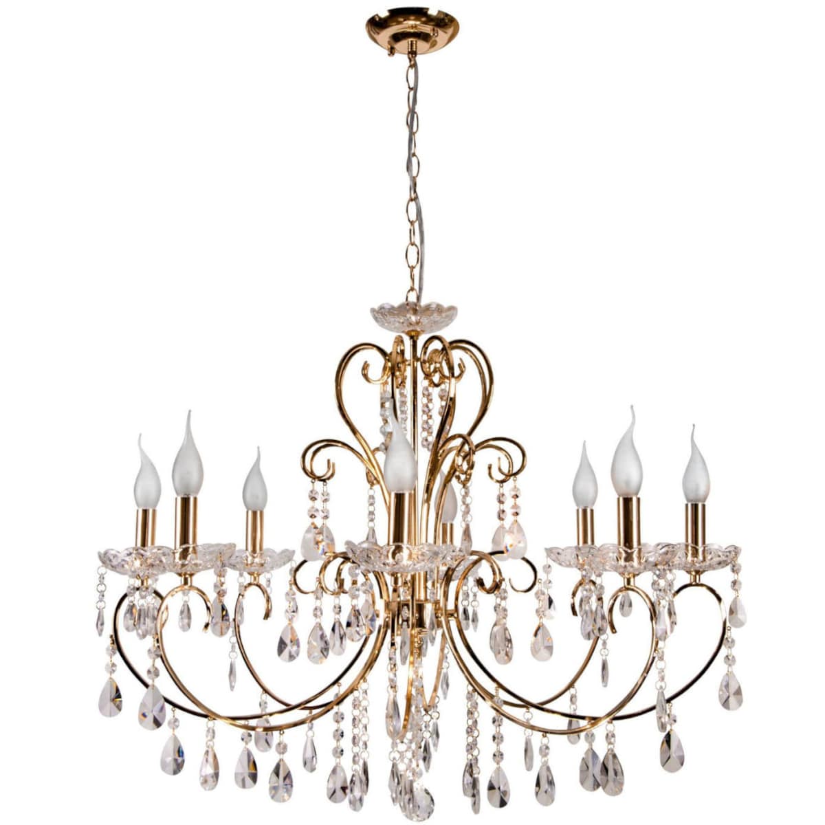 Glamour lampa wisząca AURORA 38-98644 pałacowy żyrandol crystals złoty