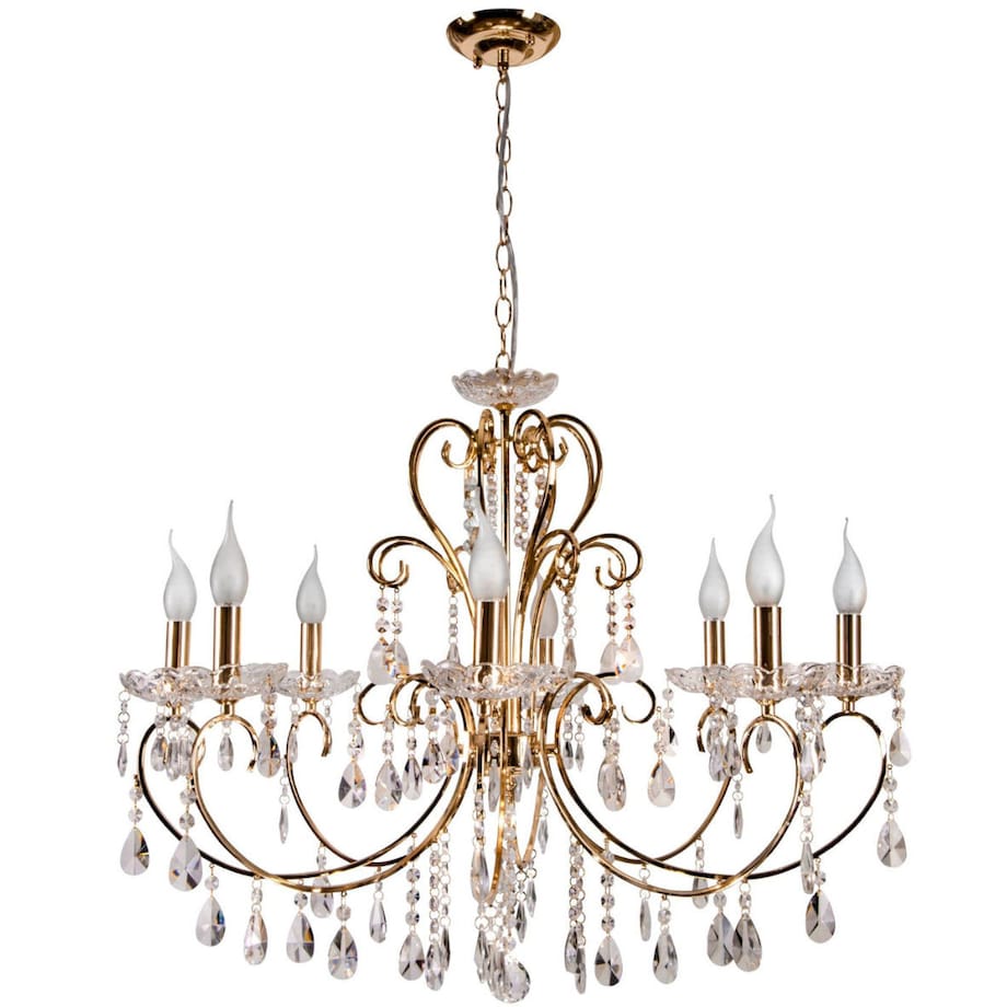 Glamour lampa wisząca AURORA 38-98644 pałacowy żyrandol crystals złoty