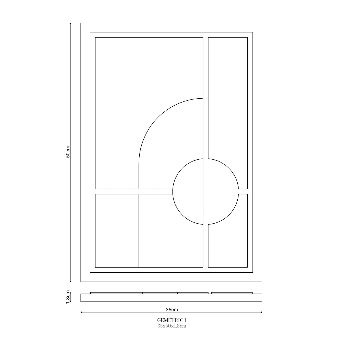 Obraz 3D 35x50cm Geometric I – Dekoracja Ścienna z Tynku Naturalnego, Bianco Minimalistyczny Relief