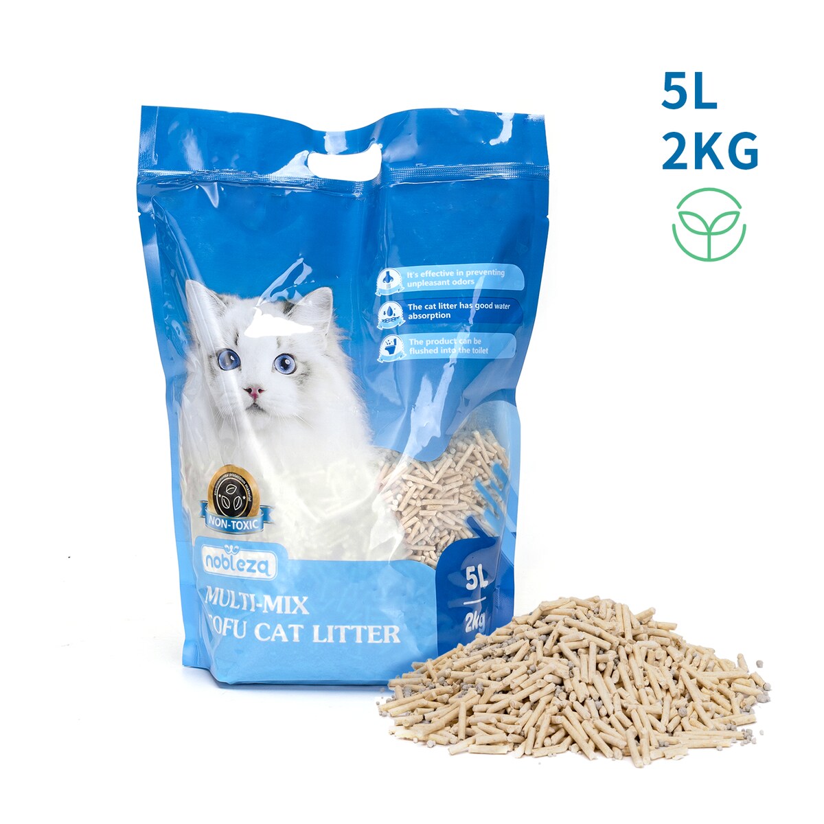 żwirek dla kota bentonitowy z tofu naturalny, chłonny 5l 2kg