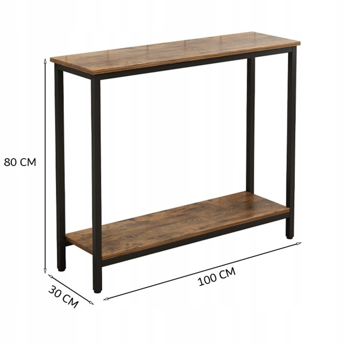 Konsola stolik regał z półką loft industrialny rustykalny brąz szafka 100cm