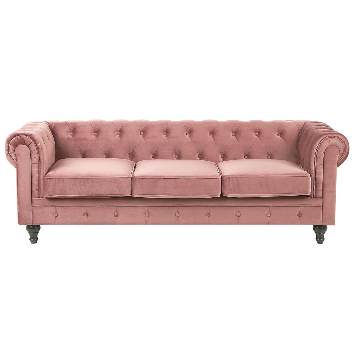 Sofa 3-osobowa welurowa różowa CHESTERFIELD
