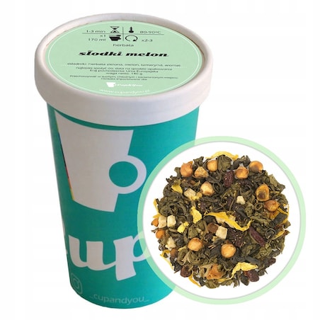 Herbata zielona SŁODKI MELON kwiat herbaty melon guawa jagody goji 140g - herbata liściasta sypana mieszanka napar susz