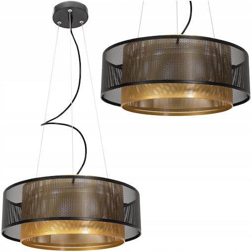 Lampa Wisząca Loft Industrial Złota Metalowa Led