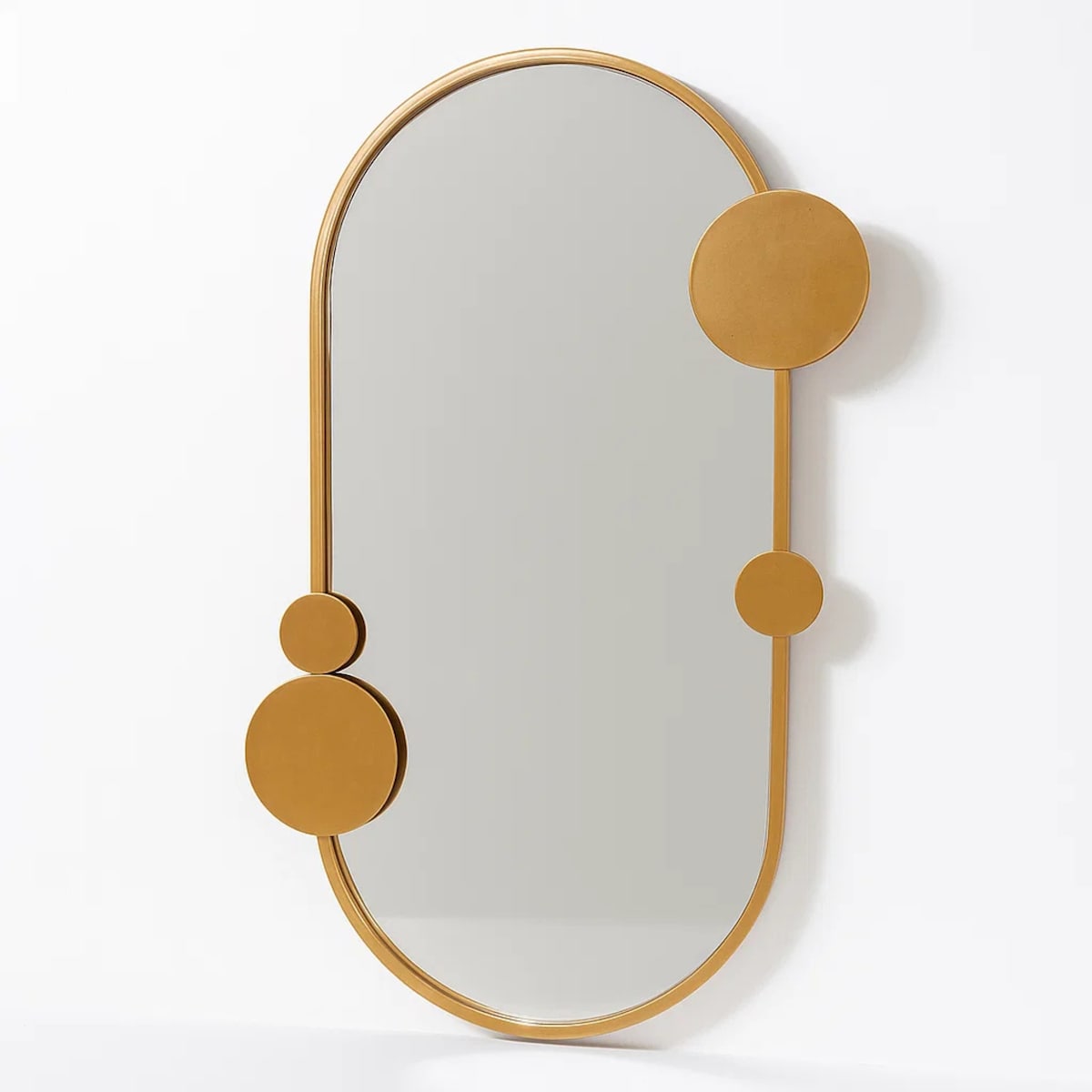 Lustro ścienne SAANA z geometrycznymi zdobieniami, 50 x 76 cm, kolor złoty, szkło