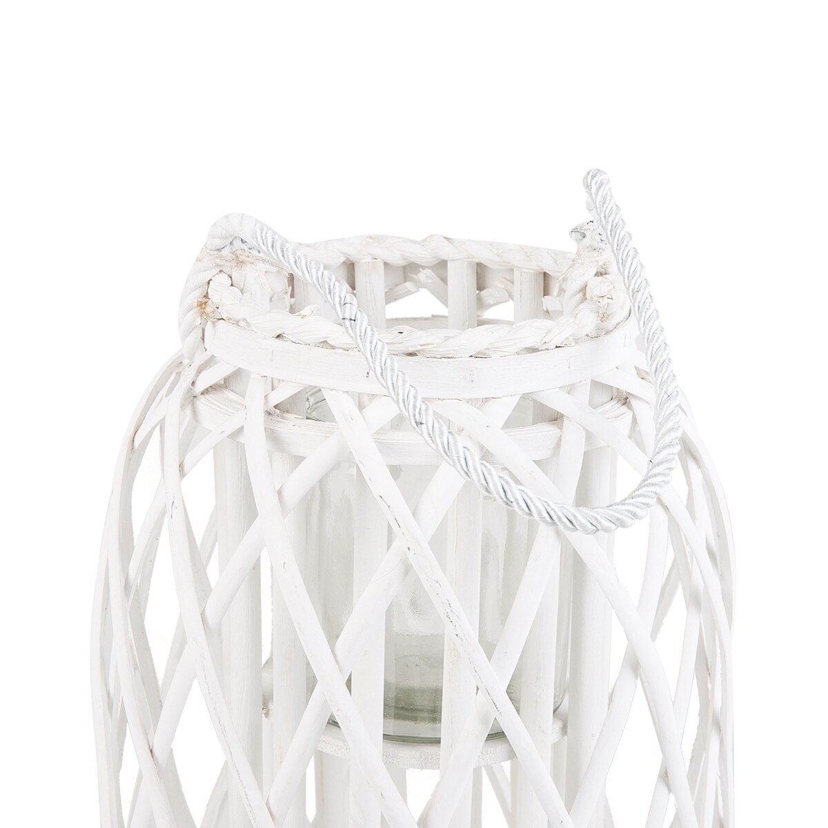 Lampion drewniany 40 cm biały MAURITIUS