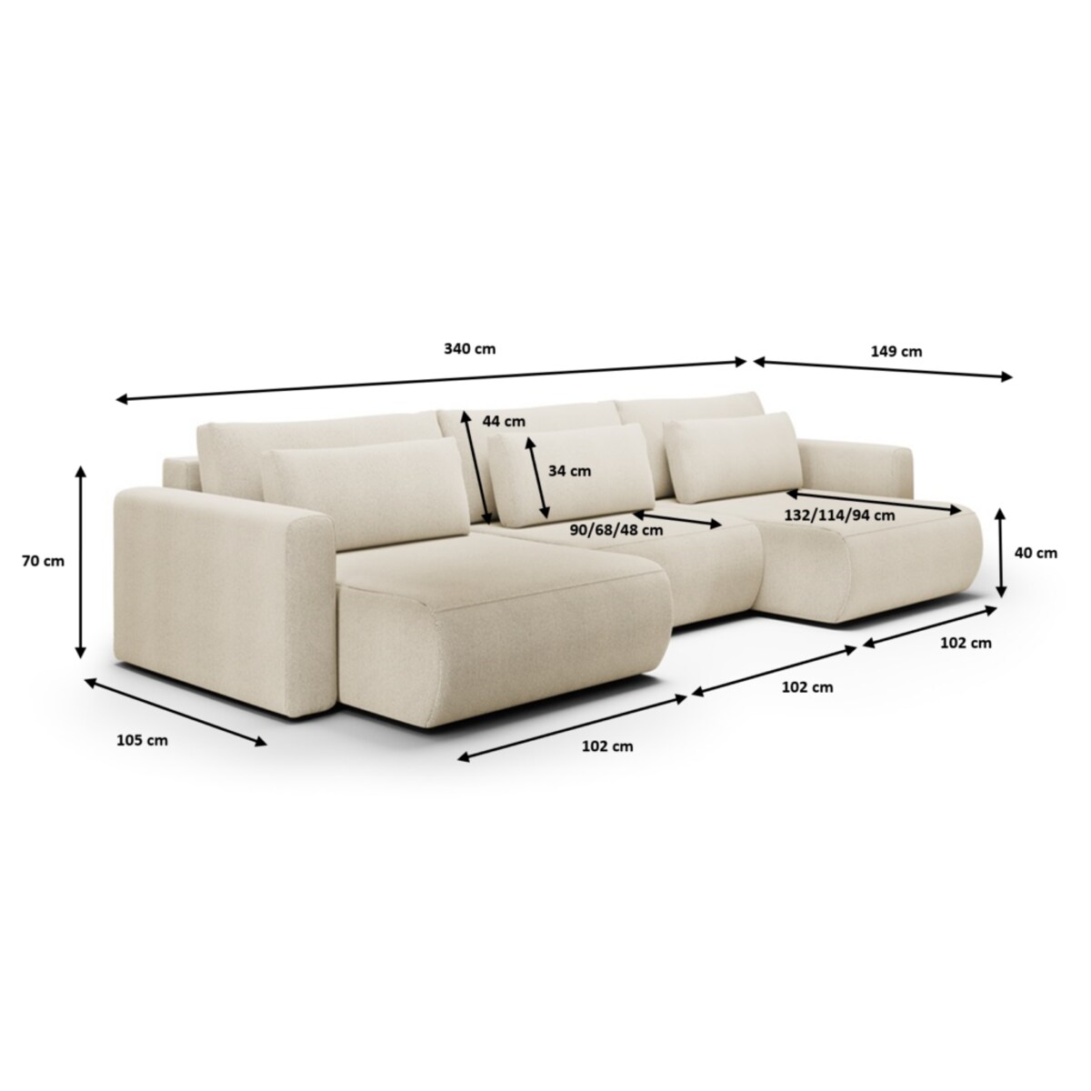 Narożnik WELLY U z funkcją spania Kolor: Curio 39