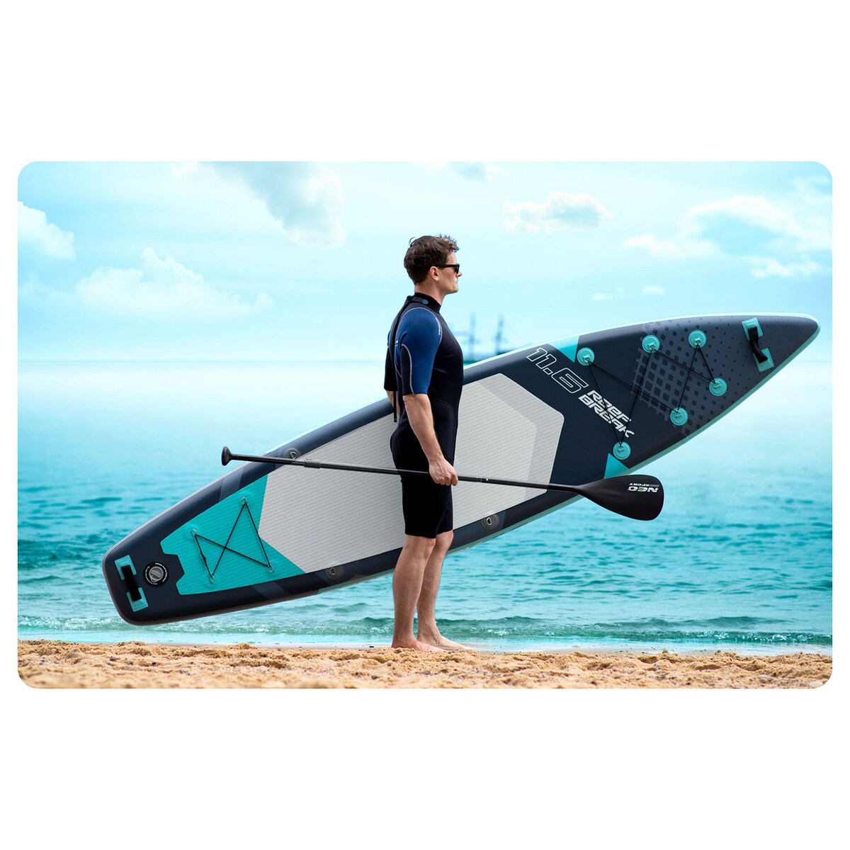 Deska SUP do pływania Neo-Sport pompowana STAND UP PADDLE Reefbreak 350cm ZESTAW