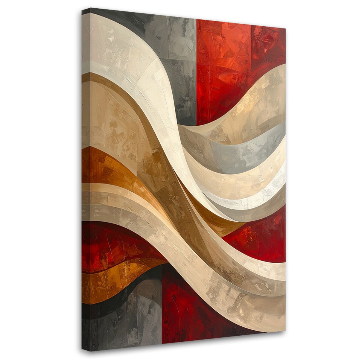 Obraz do salonu sypialni biura loftu, Abstrakcja linie tekstury beżowy czerwony