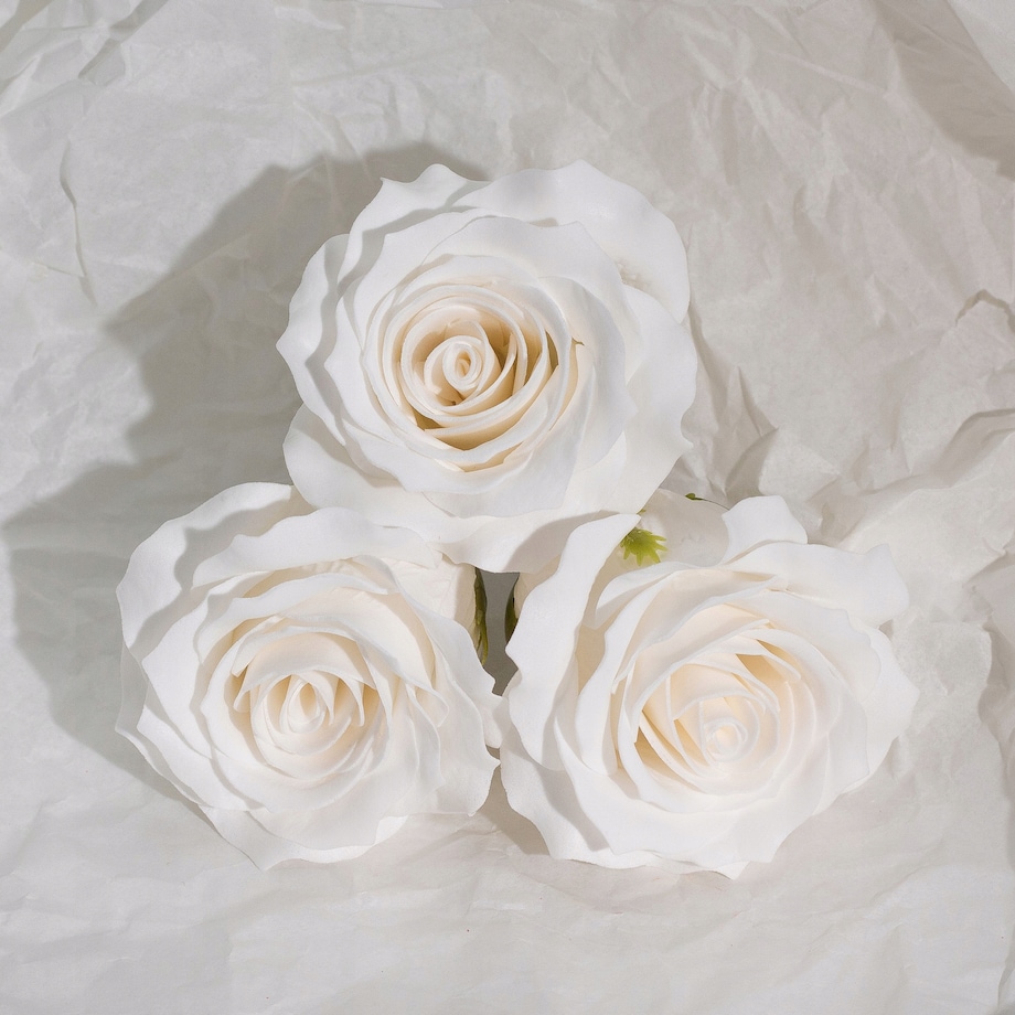 3x RÓŻA 5 warstwowa płatków rozkwitnięta BIAŁA KWIATY MYDLANE na box stroik