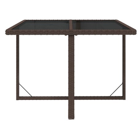 vidaXL Stół ogrodowy, brązowy, 109x107x74 cm, polirattan i szkło