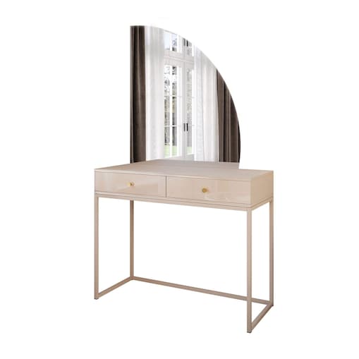 Toaletka kosmetyczna QUINNIE KASZMIR z lustrem LED złoty chrom, prawa, uchwyt złoty chrom