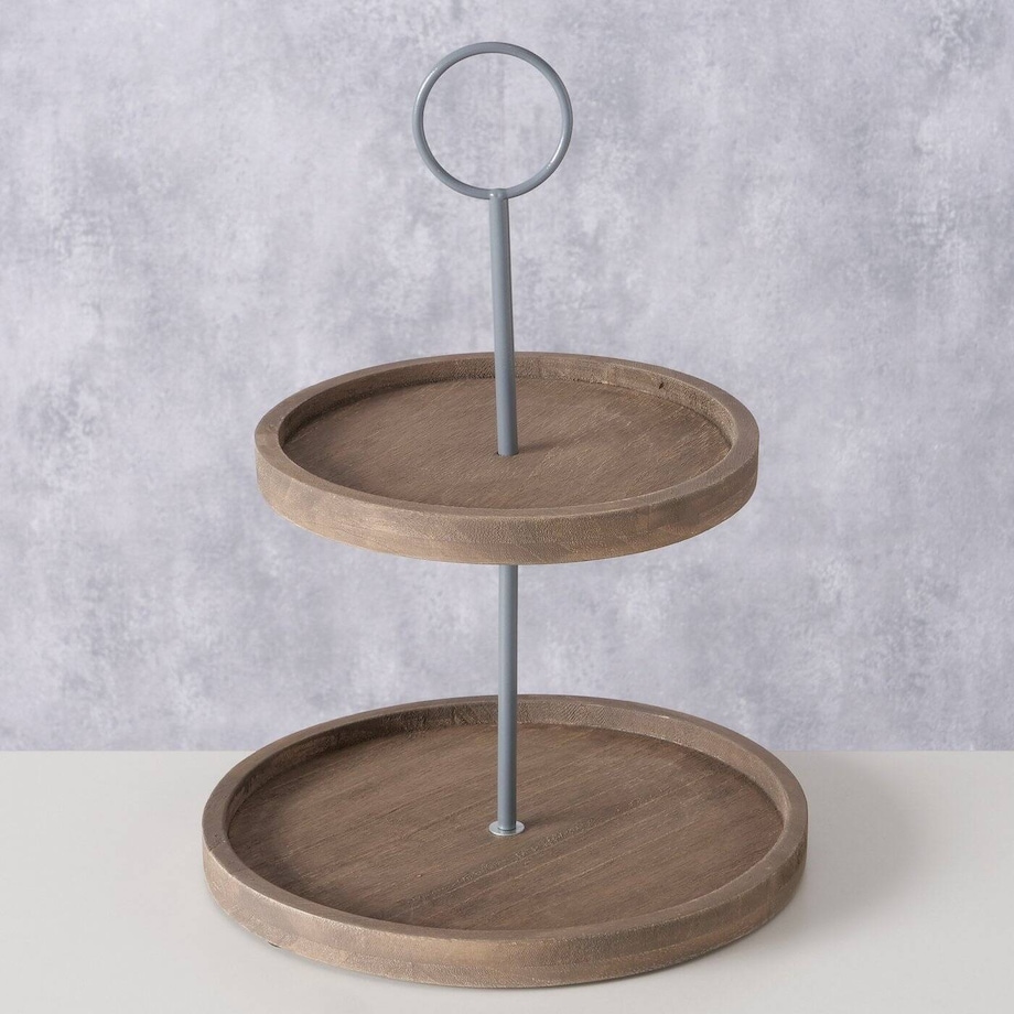 Patera dekoracyjna drewniana SAMINA, dwa poziomy, wys. 35 cm