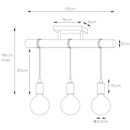 Dziecięca LAMPA wisząca PAULIEN 08127/03/35 Lucide drewniana OPRAWA zwis belka niebieska