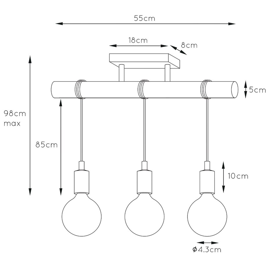 Dziecięca LAMPA wisząca PAULIEN 08127/03/35 Lucide drewniana OPRAWA zwis belka niebieska