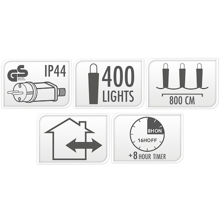 Lampki choinkowe LED z efektem bieżącej wody, 400 szt.