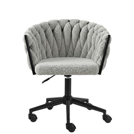 Fotel biurowy obrotowy krzesło biurowe wygodne do biurka regulowany szare tkanina